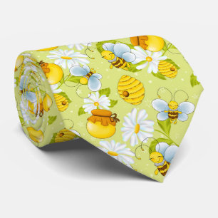 Cute honey bee tiled pattern tie