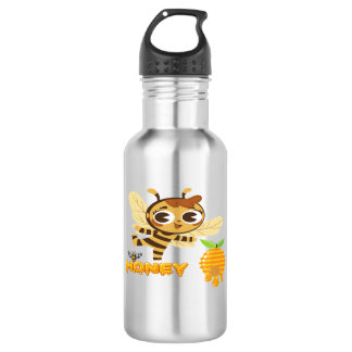 Cute Honey Bee with Dripping Honey Typography Desi 532 Ml Water Bottle