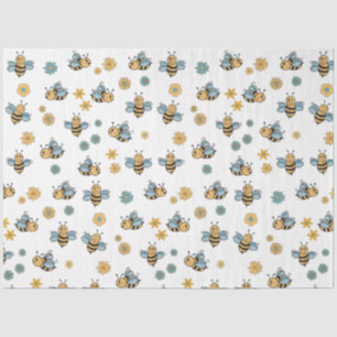 Cute Honey Bees & Floral Wildflowers Tissue Paper