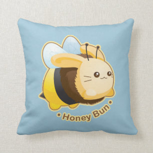 Cute Honey Bun Bunny Throw Pillow