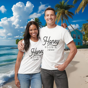 Cute honey moon word art wedding add date T-Shirt