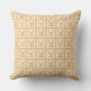Cute Honey Patchwork cookie Teddy Bear Throw Pillow