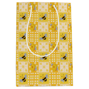 Cute Honeybee and Bee Hives  Medium Gift Bag