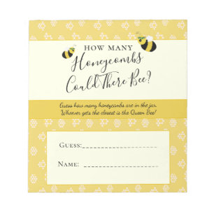 Cute Honeybee Baby Shower Honeycombs Guessing Game Notepad