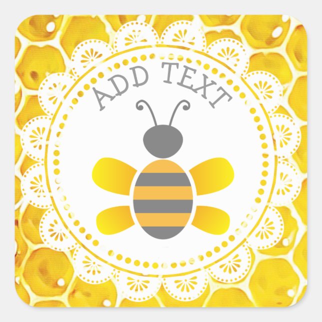 Cute Honeybee Honeycomb Black and Yellow Stickers (Front)