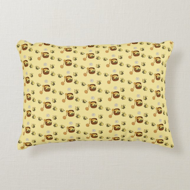 Cute Honeybee with Sweet Honey Accent Pillow (Front)