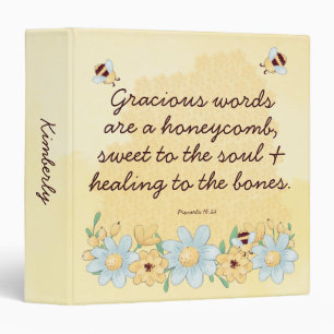 Cute Honeycomb and Bee Christian Kindness 3 Ring B Binder