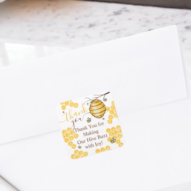 Cute honeycomb beehive thank you baby shower square sticker (Cute honeycomb beehive thank you baby shower square sticker)