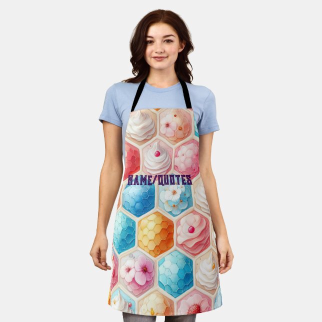 Cute Honeycomb Dessert Seamless Design Apron (Worn)