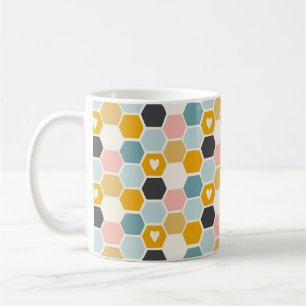 Cute Honeycomb Happy Funny Bee Heart Love Pattern Coffee Mug