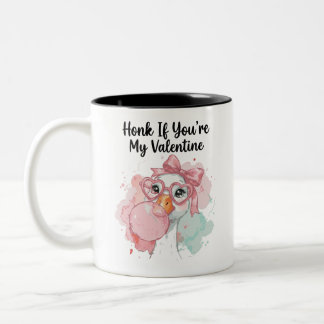 Cute Honk If You’re My Valentine Goose  Two-Tone Coffee Mug