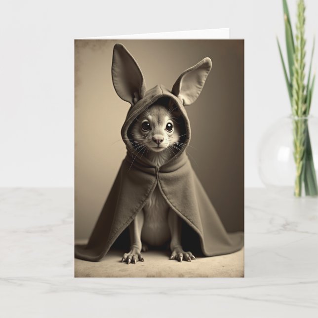 Cute Hooded Creature Portrait Card (Front)