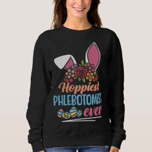 Cute Hoppiest Phlebotomist Ever Bunny Ear Red Plai Sweatshirt