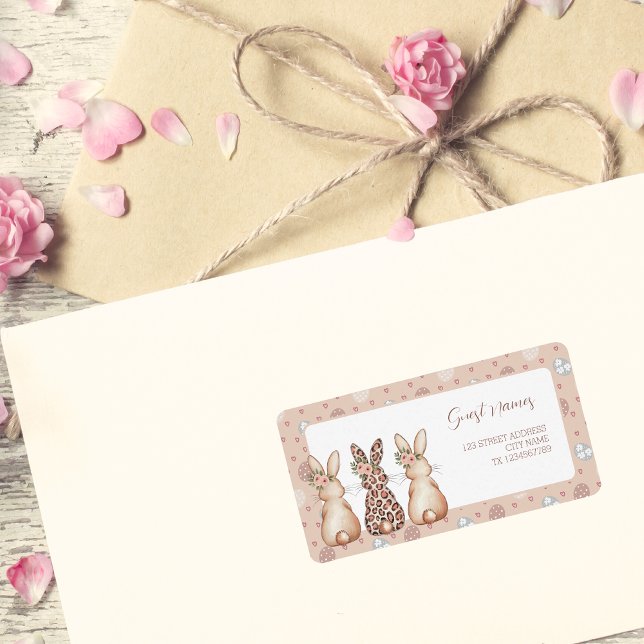 Cute Hopping Bunnies Easter Theme Address  Label (Cute Hopping Bunnies Easter Theme Address Label)