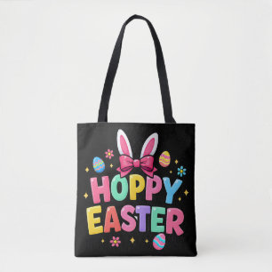 Cute Hoppy Easter Bunny Ears Colourful Easter Eggs Tote Bag