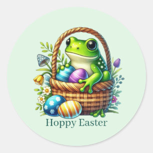 Cute Hoppy Easter frog  Classic Round Sticker