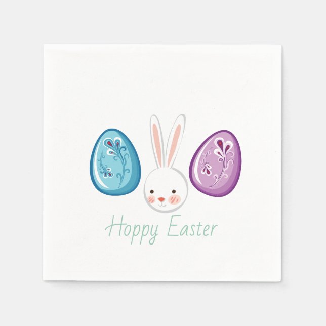 Cute Hoppy Easter Paper Napkin Set (Front)