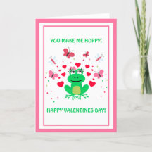 Cute Hoppy Frog And Hearts Valentines Day