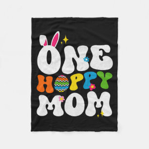 Cute Hoppy Mom Bunny Easter Day Fleece Blanket