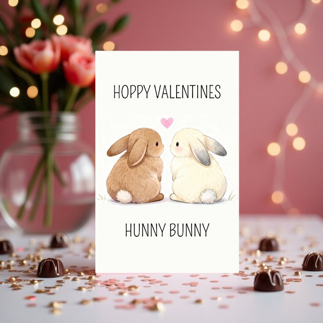 Cute Hoppy Valentines Hunny Bunny Love Holiday Card (Cute Hoppy Valentines Hunny Bunny Love Holiday Card)