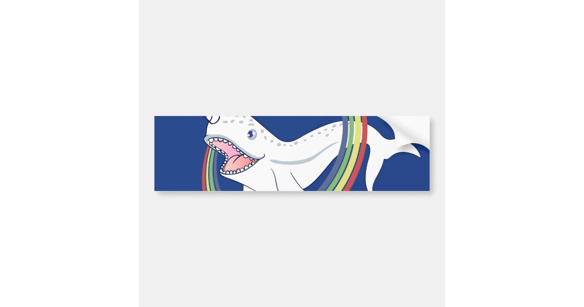 Cute Horn Narwhal With Rainbow Cartoon Bumper Sticker Zazzle Ca