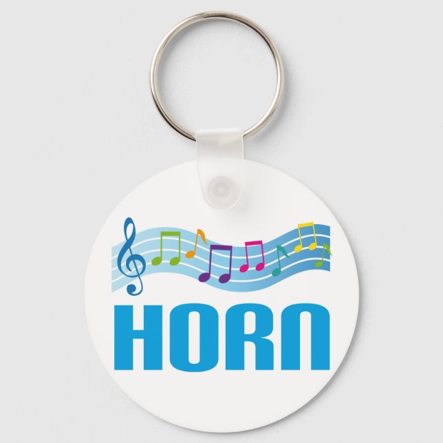 Cute Horn Staff Blue Keychain (Front)