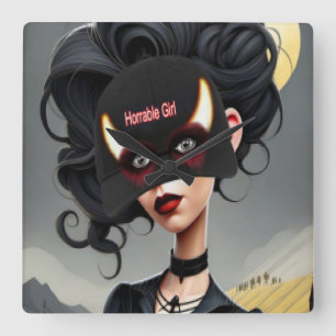 Cute Horrible girl  Square Wall Clock