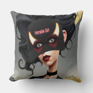 Cute Horrible girl Throw Pillow