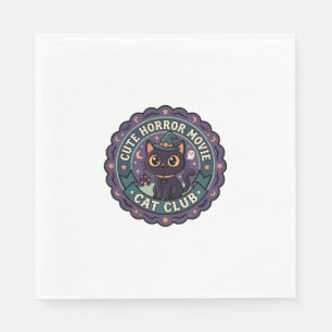 Cute Horror Movie Cat Cute Cat T-Shirt Design - Cu Napkin