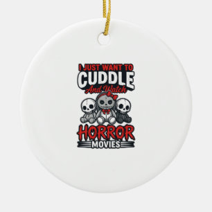 Cute Horror Movie Cuddle Vintage Graphic Shirt Des Ceramic Ornament