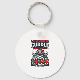 Cute Horror Movie Cuddle Vintage Graphic Shirt Des Keychain