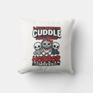 Cute Horror Movie Cuddle Vintage Graphic Shirt Des Throw Pillow