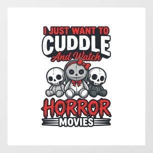 Cute Horror Movie Cuddle Vintage Graphic Shirt Des Window Cling