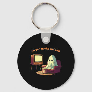 Cute Horror Movies And Chill Halloween Ghost Keychain