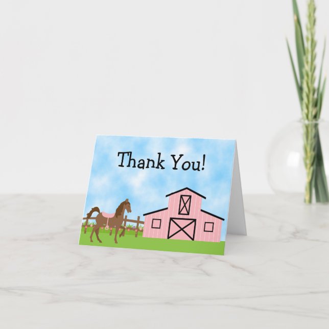 Cute Horse and Barn Thank You Cards (Front)