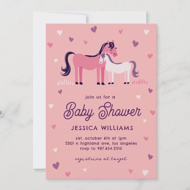 Cute Horse and Foal Invitation (Front)