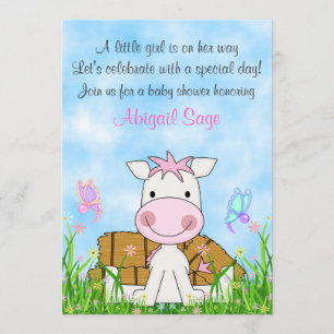 Cute Horse and Hay Girls Baby Shower Invitation