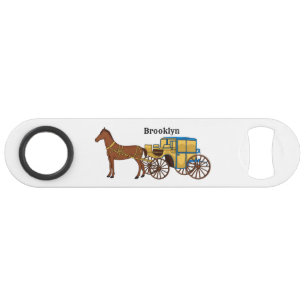Cute horse and royal carriage illustration bar key