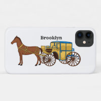 Cute horse and royal carriage illustration
