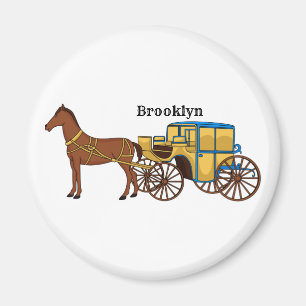 Cute horse and royal carriage illustration magnet