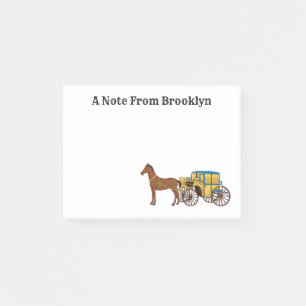 Cute horse and royal carriage illustration post-it notes