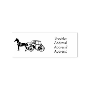 Cute horse and royal carriage illustration rubber stamp