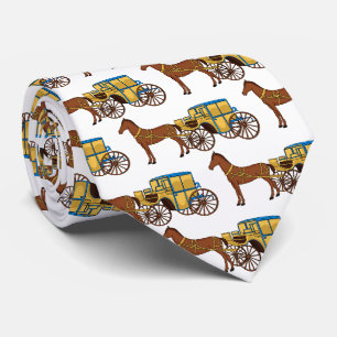 Cute horse and royal carriage illustration tie