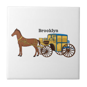 Cute horse and royal carriage illustration tile