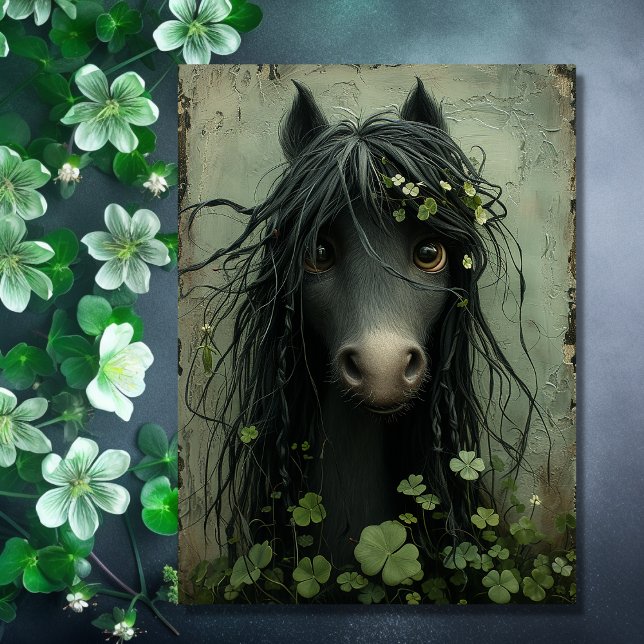 Cute Horse and Shamrocks St. Patrick's Day Card (Front - Cute Horse and Shamrocks St. Patrick's Day Card)