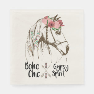 Cute Horse Boho Western Country Equestrian Party Napkin