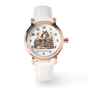 Cute Horse book crazy customizable Watch