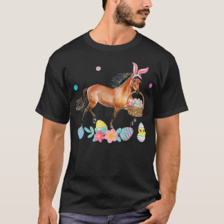 Cute Horse Bunny Ears Easter Eggs Basket Horse T-Shirt