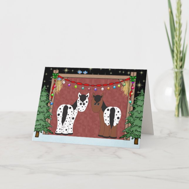 Cute Horse Christmas Greeting Card (Front)