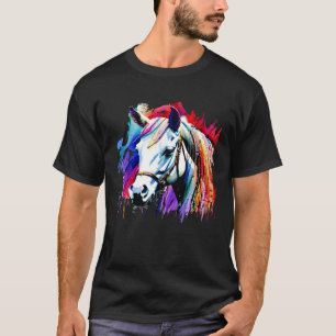 Cute Horse Colorful rainbow colored for equestrian T-Shirt